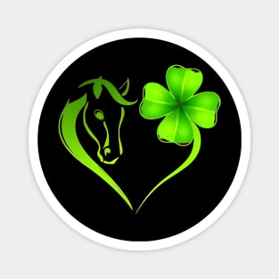 Irish Horse Heart Leaf St Patrick Day Clover Heart Horse Magnet